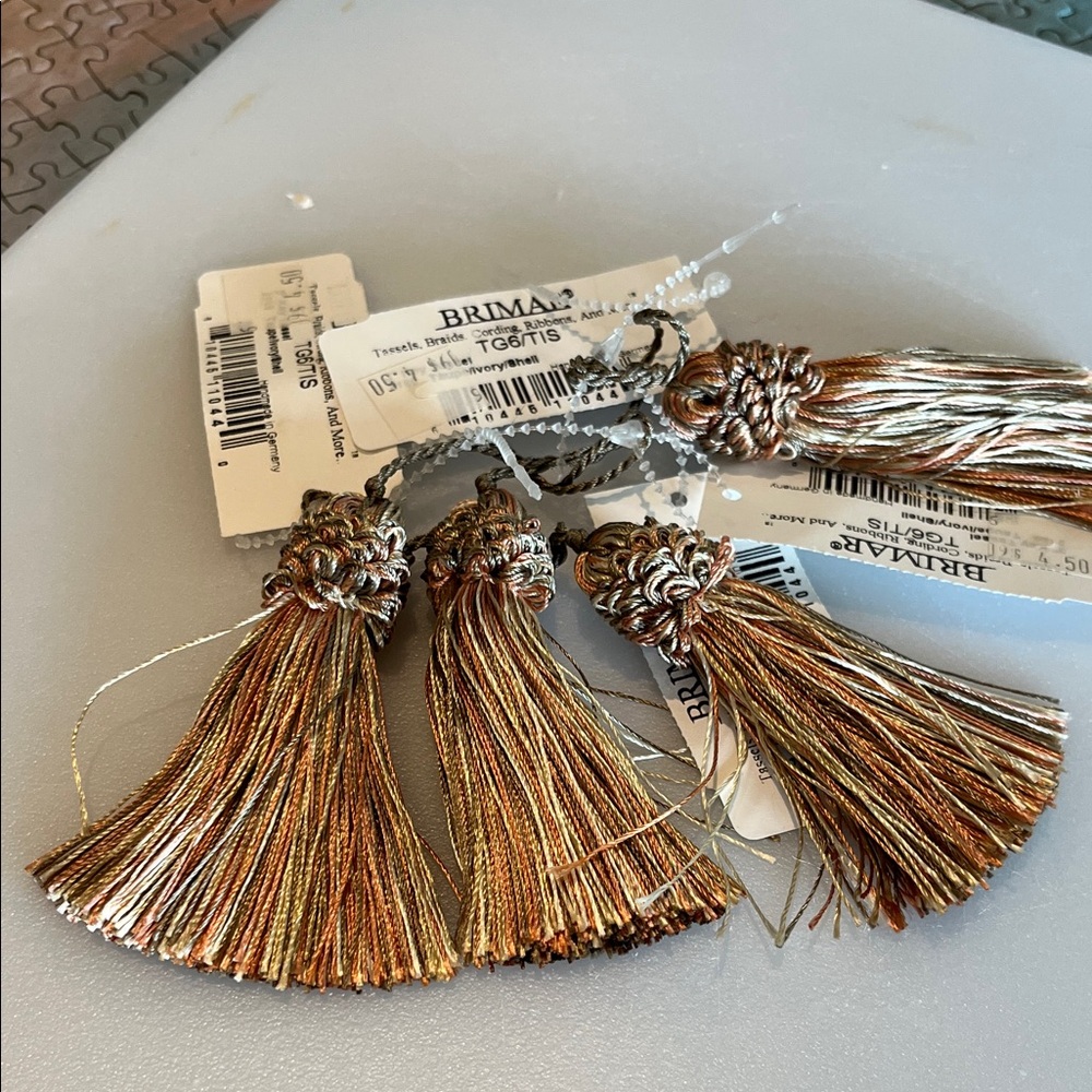 Copper, Silver and Gray Tassel Set of 4